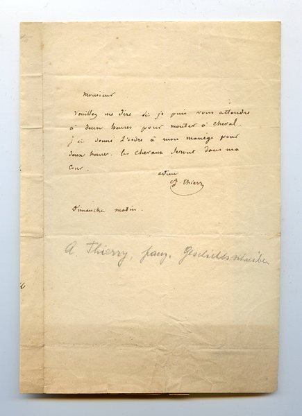 Eigenh. Brief mit U. ("A. Thierry").