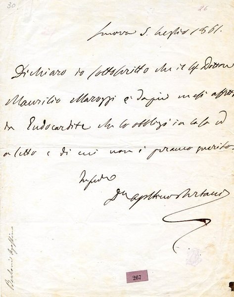 Eigenh. Brief mit U. ("Agostino Bertani").
