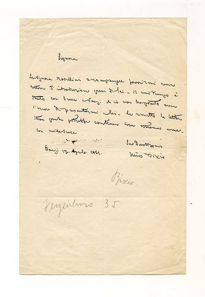 Autograph letter signed ("Nino Bixio").