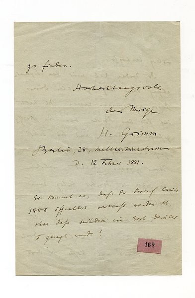 Eigenh. Brief mit U. ("H. Grimm").