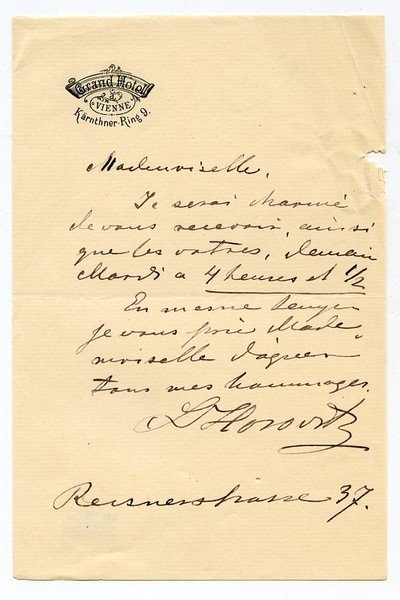 Eigenh. Brief mit U. ("LHorovitz").