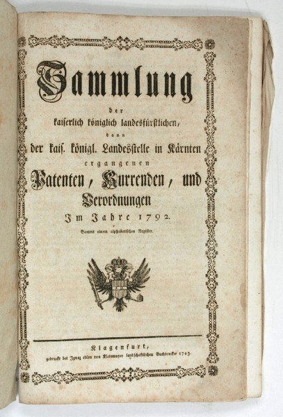 Sammlung der kaiserlich königlich landesfürstlichen, dann der kais. königl. Landesstelle …