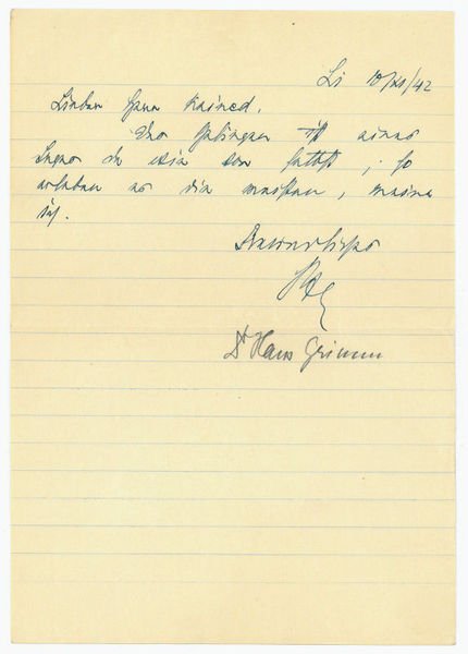 Eigenh. Brief mit Paraphe.