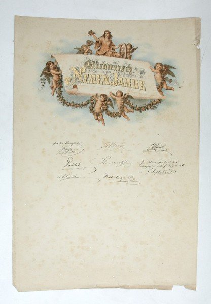 Neujahrs-Glückwunschadresse des Beamtenstabs der österreichischen Staatseisenbahn-Gesellschaft für Leopold Bresson zum …