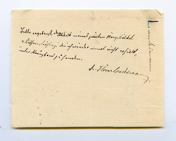 Eigenh. Mitteilung mit U. ("Dr. Heinr. Landesmann").
