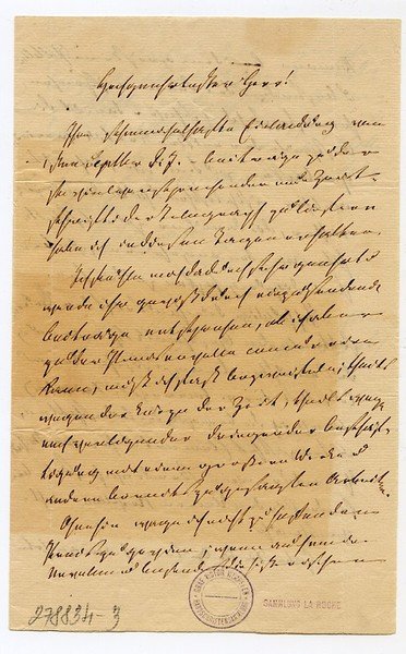 Eigenh. Brief mit U. ("H. E. R. Belani").