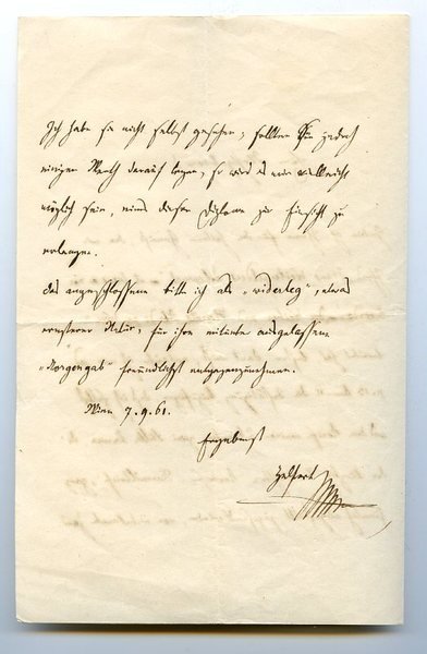 Eigenh. Brief mit U. ("Helfert").