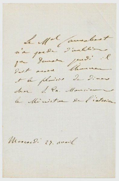 Eigenh. Brief mit Namenszug in der Eingangszeile ("M[arech]al Canrobert").