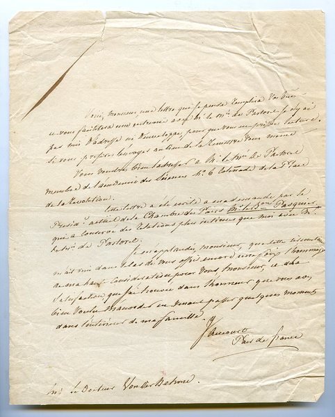 Eigenh. Brief mit U. ("Jaucourt | Pair de France").
