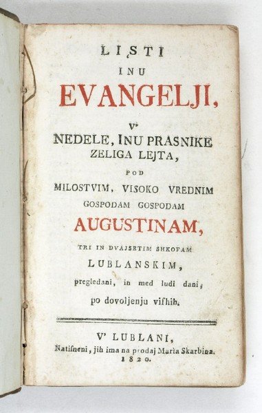 Listi inu Evangelji, v' nedele, inu prasnike zeliga lejta, pod …