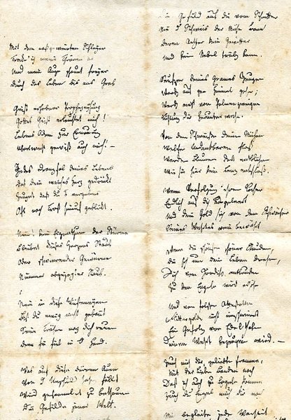Eigenh. Abschrift von G. A. Bürgers Gedicht "An Agathe".