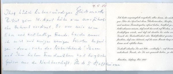 Eigenh. Billett mit U. ("H. E. Holthusen").