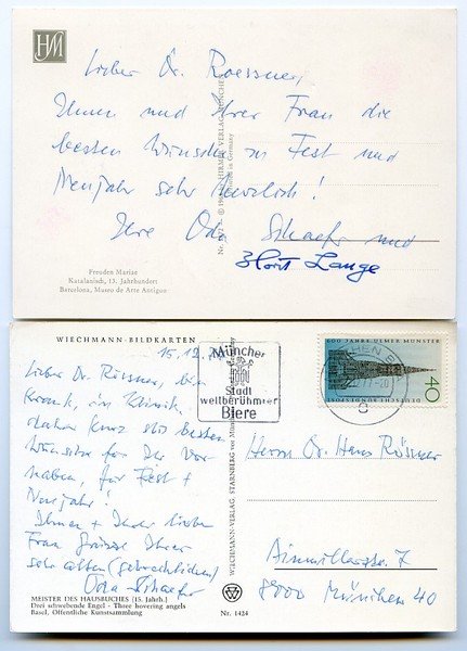 2 eigenh. Bildpostkarten mit U.