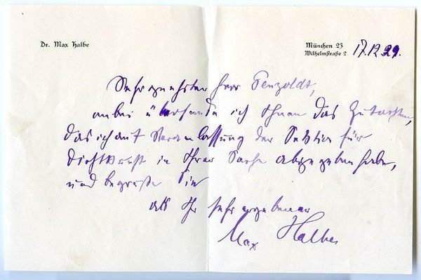 Eigenh. Brief mit U. und Visitenkarte mit eh. Grußzeile verso.