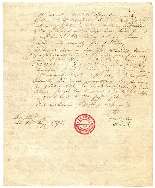 Eigenh. Brief mit U. ("Bürde").