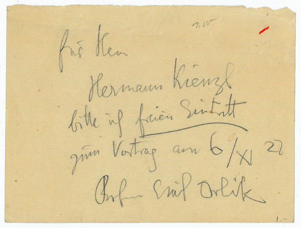 Eigenh. Mitteilung mit U.