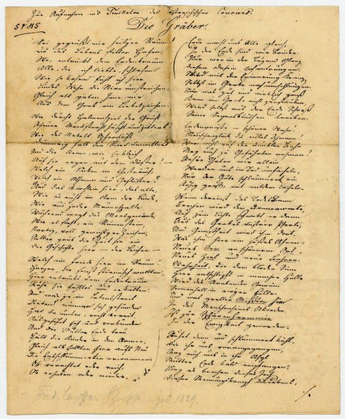 4 eigenh. Gedichte mit U. und 1 eh. Brief mit …
