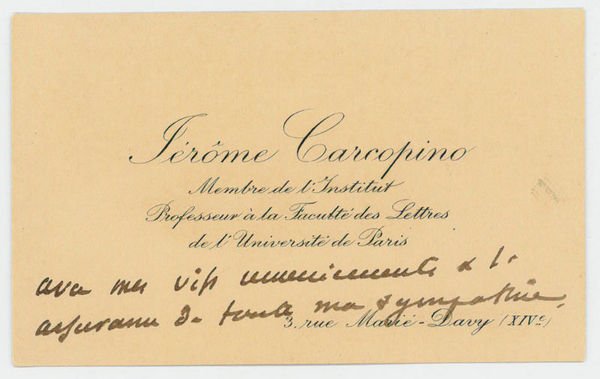 Visitenkarte mit eigenh. Empfehlungsformel.