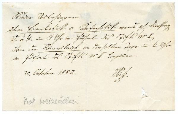 Eigenh. Vorlesungsankündigung mit U. ("Weizs.").