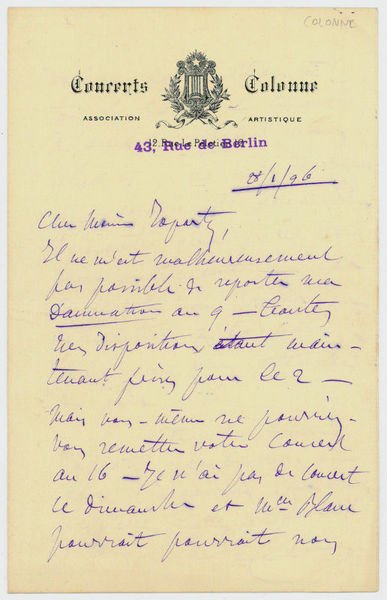 Eigenh. Brief mit U. („Ed. Colonne“).