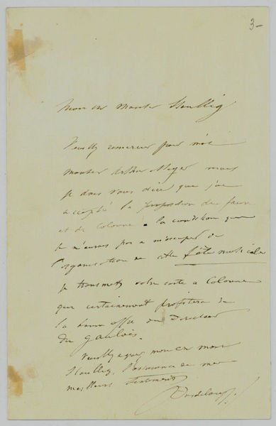 Eigenh. Brief mit U. („Pasdeloup“).