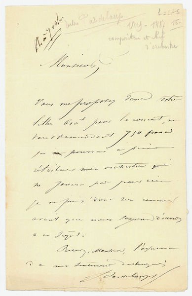 Eigenh. Brief mit U. („Pasdeloup“).