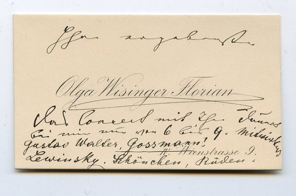 Visitenkarte mit einigen eigenh. Zeilen.