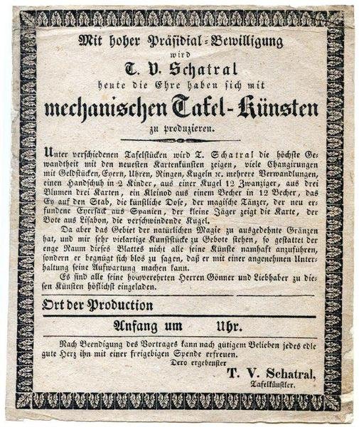 Mit hoher Präsidial-Bewilligung wird T. V. Schatral heute die Ehre …