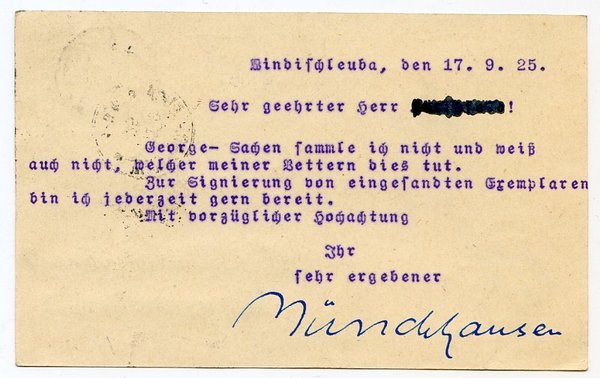 Ms. Postkarte mit U. ("Münchhausen").