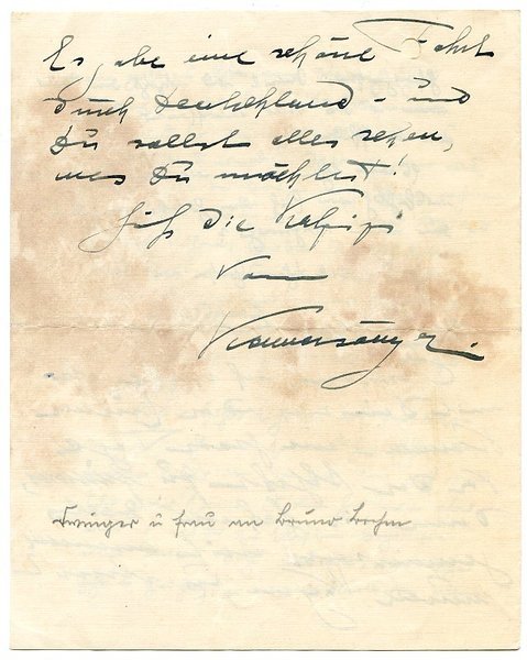 Eigenh. Brief mit U. ("Kammersänger") und eh. Postkarte mit nicht …