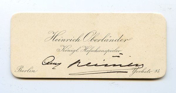 Visitenkarte mit eigenh. U.