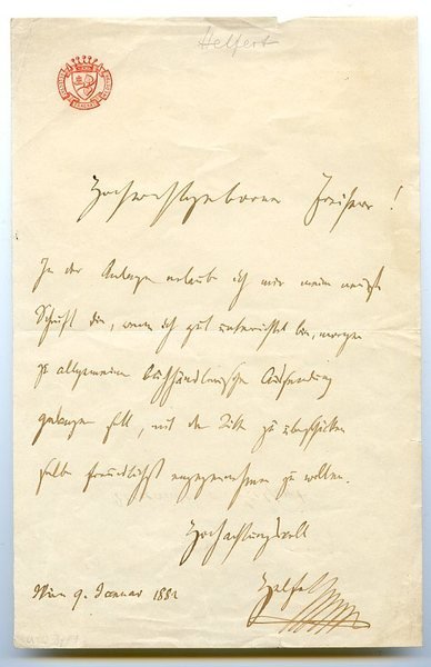 Eigenh. Brief mit U. ("Helfert").