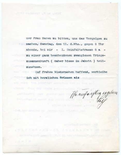 Ms. Brief (Durchschlag) mit eigenh. Empfehlungsformel und U. ("Leth").