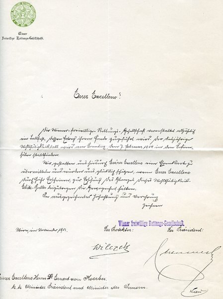 Brief mit eigenh. U. ("Wilczek").