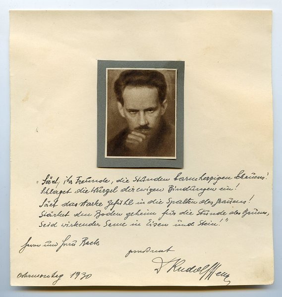 Eigenh. Albumblatt mit Widmung und U.