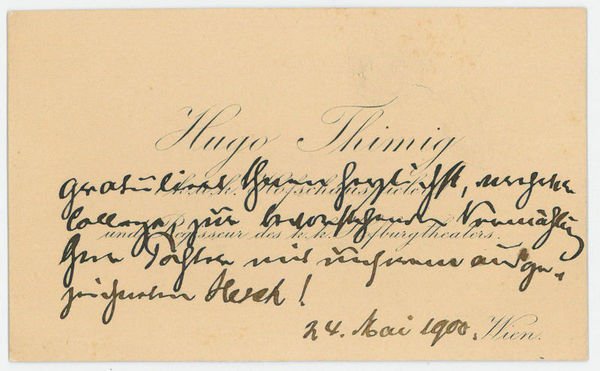 Visitenkarte mit einigen eigenh. Zeilen.