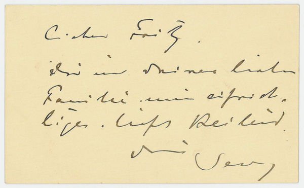 Visitenkarte mit einigen e. Zeilen verso.