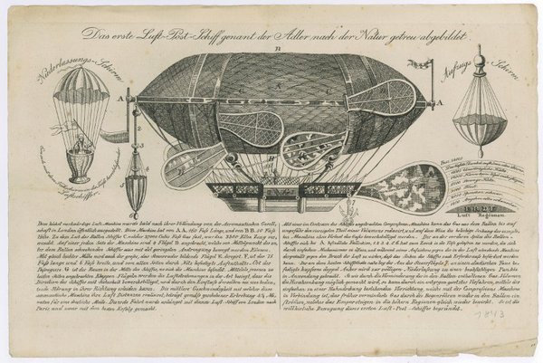 Das erste Luft-Post-Schiff genant der Adler nach der Natur getreu …