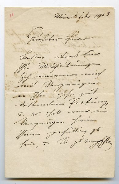 Eigenh. Brief mit U. ("Dr. Gänsbacher").