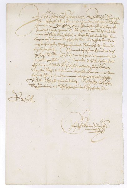 Autograph letter signed by the tax collector Christof Breiner.