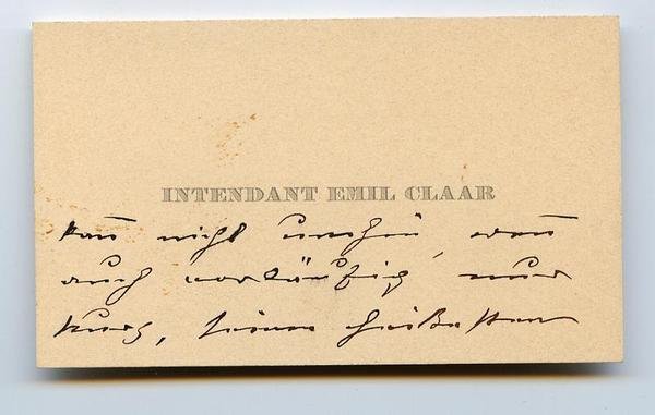 Visitenkarte mit einigen eigenh. Zeilen.