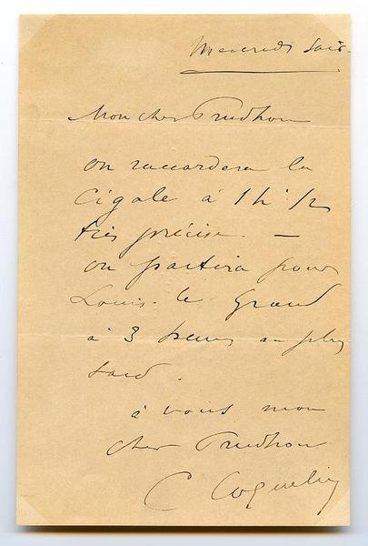 Eigenh. Brief mit U. ("C. Coquelin").