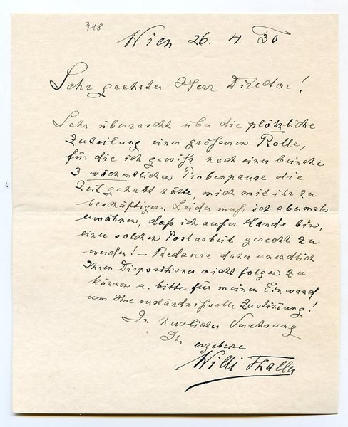 Eigenh. Brief mit U.