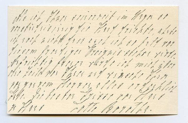 Eigenh. Briefkarte mit U. ("Lotte Borotha").