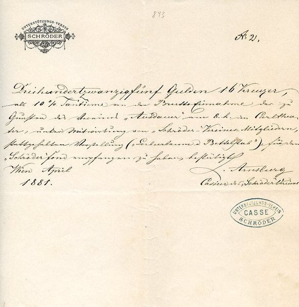 Eigenh. Quittung mit U. ("Arnsburg").