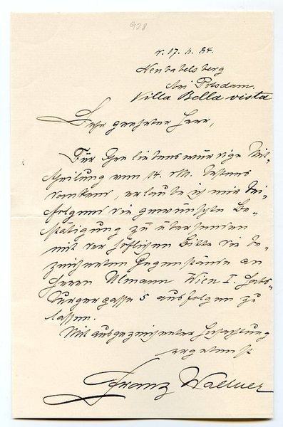 Eigenh. Brief mit U.