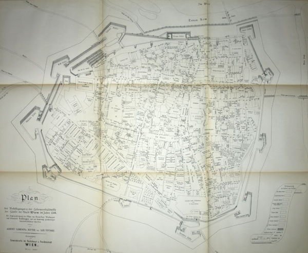 Plan der Befestigungen und der Höhenverhältnisse der Häuser der Stadt …