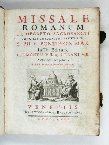 Missale romanum, ex decreto sacrosancti Concilii Tridentini restitutum S. Pii Pontif. Maximi jussu editum, Clementis VIII. et Urbani VIII. auctoritate recognitum.