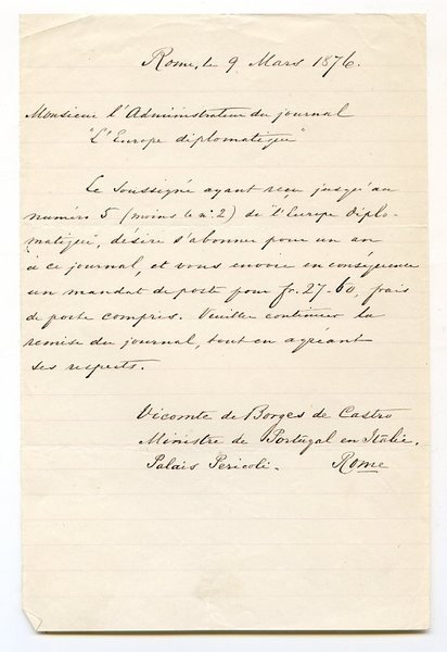 Autograph letter signed.