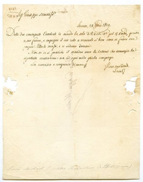 Autograph letter signed ("Leoni").